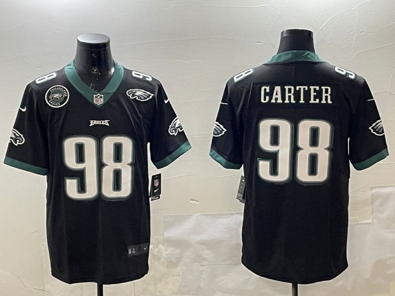 Men Philadelphia Eagles #98 Carter Black Second generations 2025 Nike Vapor Limited NFL Jersey style 5->youth nfl jersey->Youth Jersey